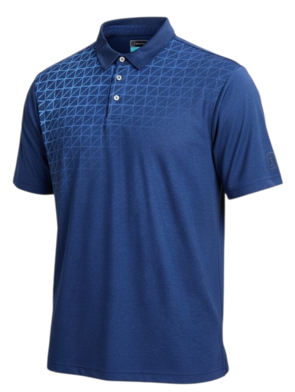 PGA TOUR Men's XL Golf Polo Shirt Navy Blue Faded Geometric Grid Performance XL